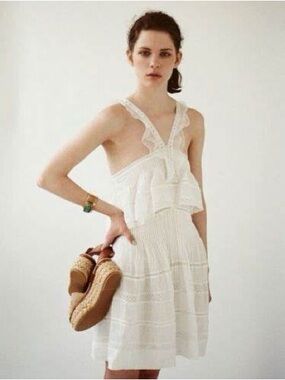 Isabel Marant Silk Ruffled Crochet lingerie dress